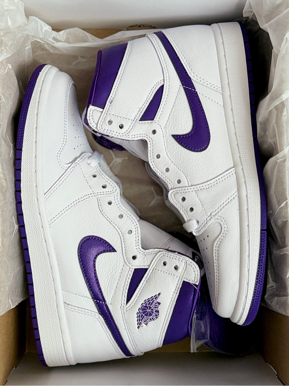 Nike Air Jordan 1 OG - White & Purple High-Top Women's Sneakers